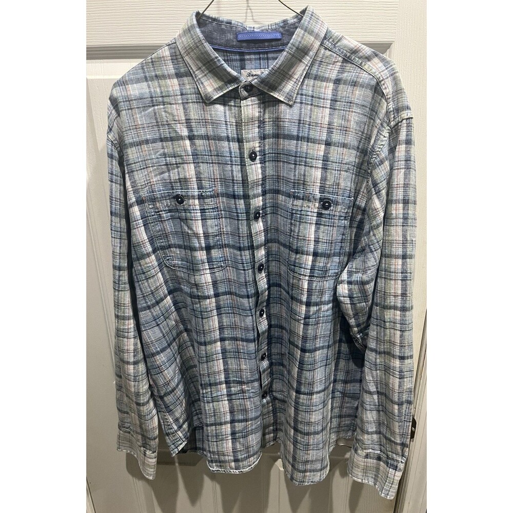 Tommy Bahama Mens Button Up Canberra Plaid Shirt Size Large Long Sleeve Pockets